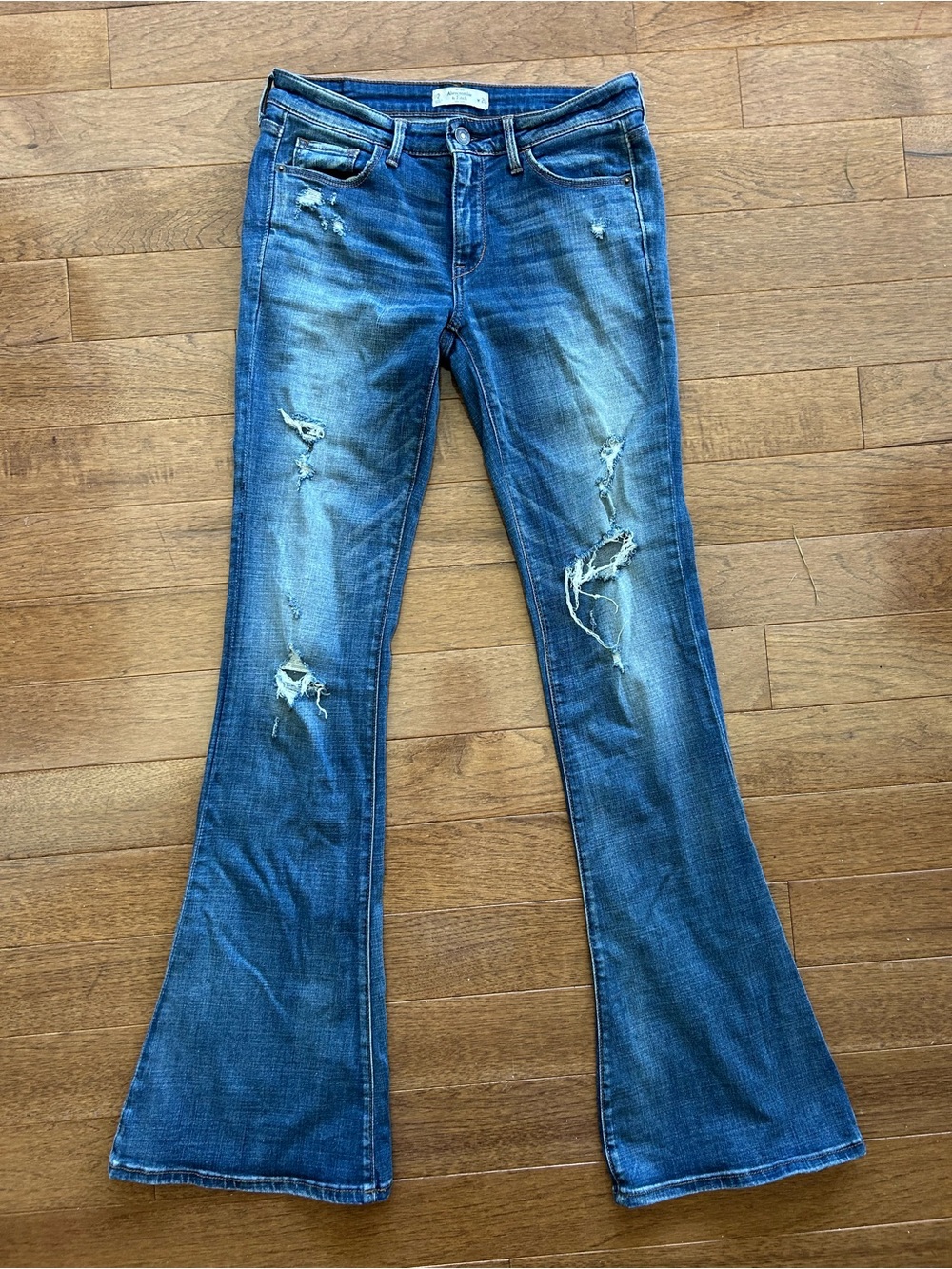 Abercrombie & Fitch Distressed Blue Flare Jeans